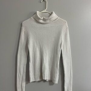 Sonoma Women's Off-White Ribbed Turtleneck Sweater